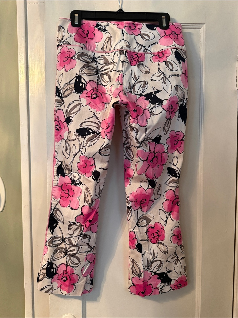 Cache Pink Floral Capris with Black & Gray Accents - Picture 2 of 7
